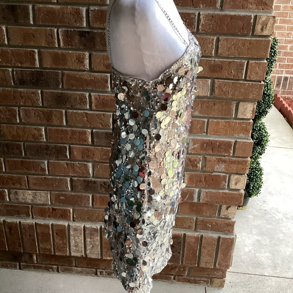 Sequin Chain Strap Mini Dress (Silvery Grey) - Picture 10 of 14